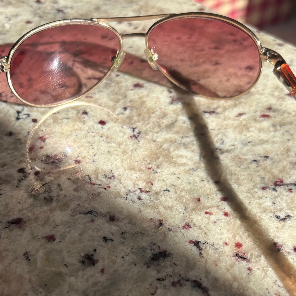 Fossil Gold Frame Sunglasses with Pink Lenses